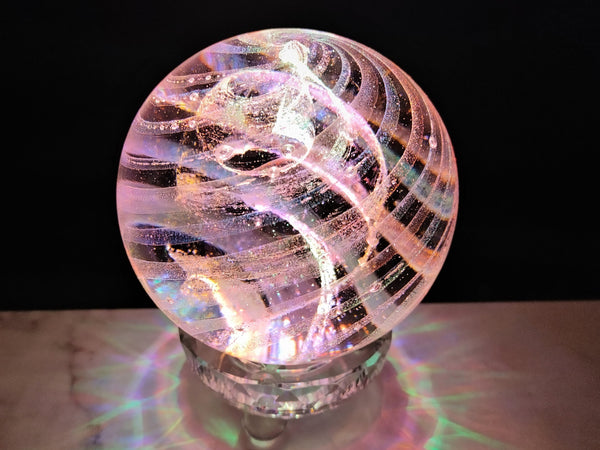 Illuminated Dichroic Rainbow Orb with Cremains